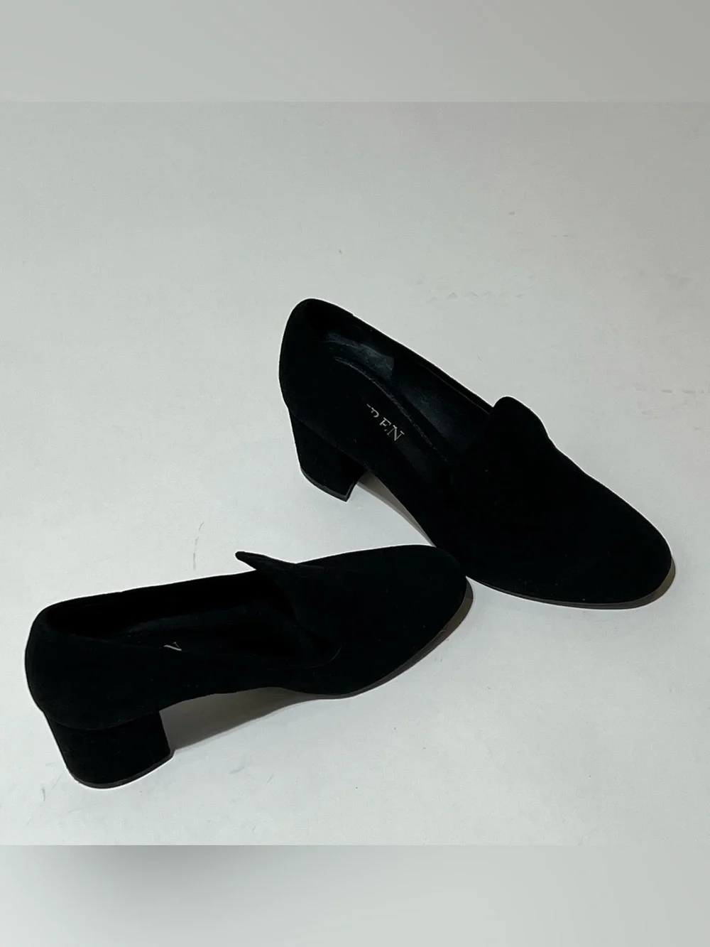 Lauren Ralph Lauren Black Suede Block Heel Loafers Size 7 - Picture 5 of 7